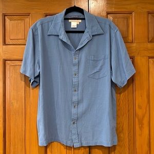 EUC Mens Silk Short Sleeve Button Down Norm Thompson sz XL